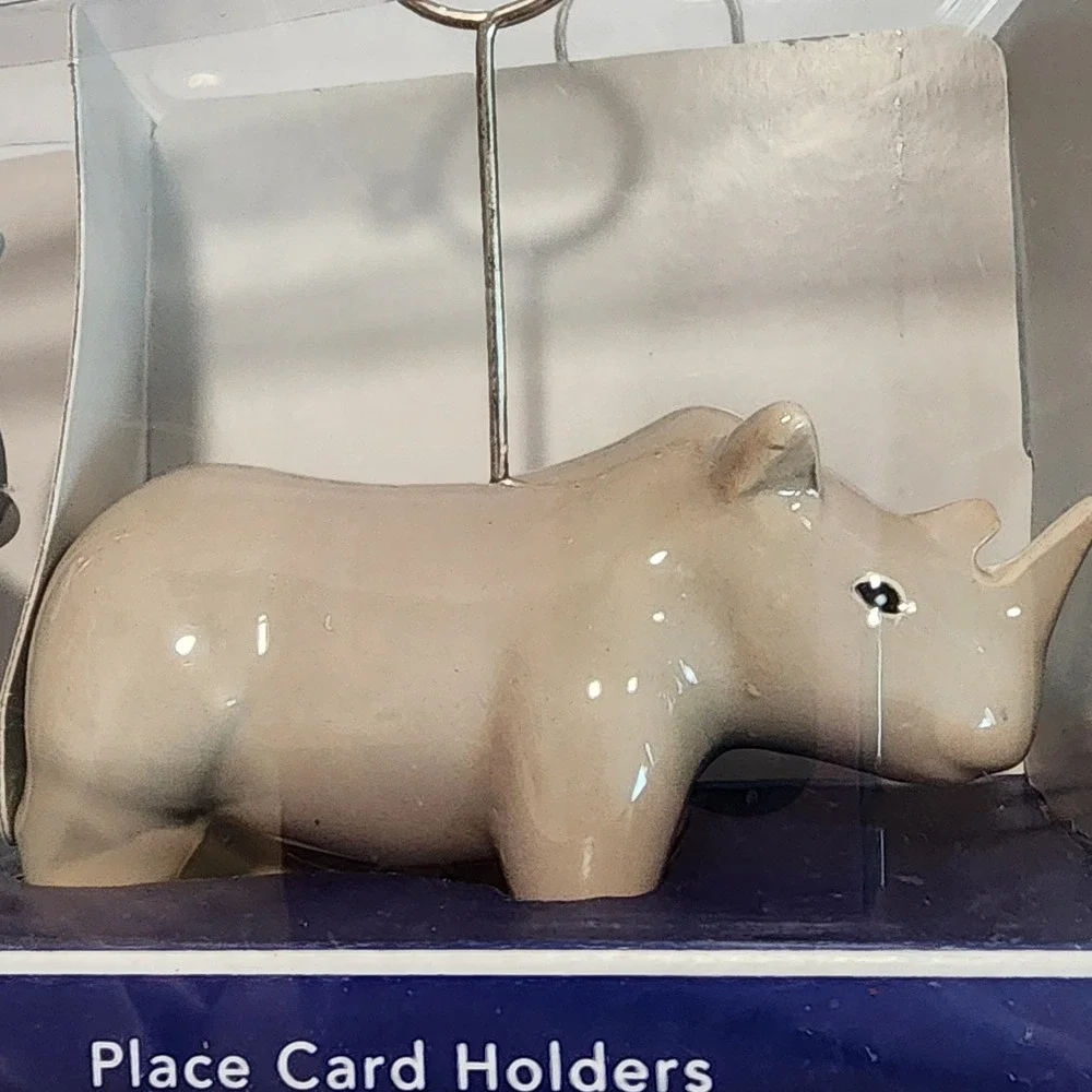 Pier 1 Imports Safari Animal Place Card Holders Ceramic Set of 6 NIB 4213945